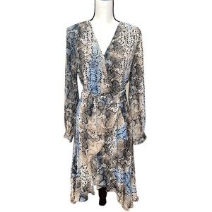 Ariella Snake Skin Long Sleeve Wrap Dress